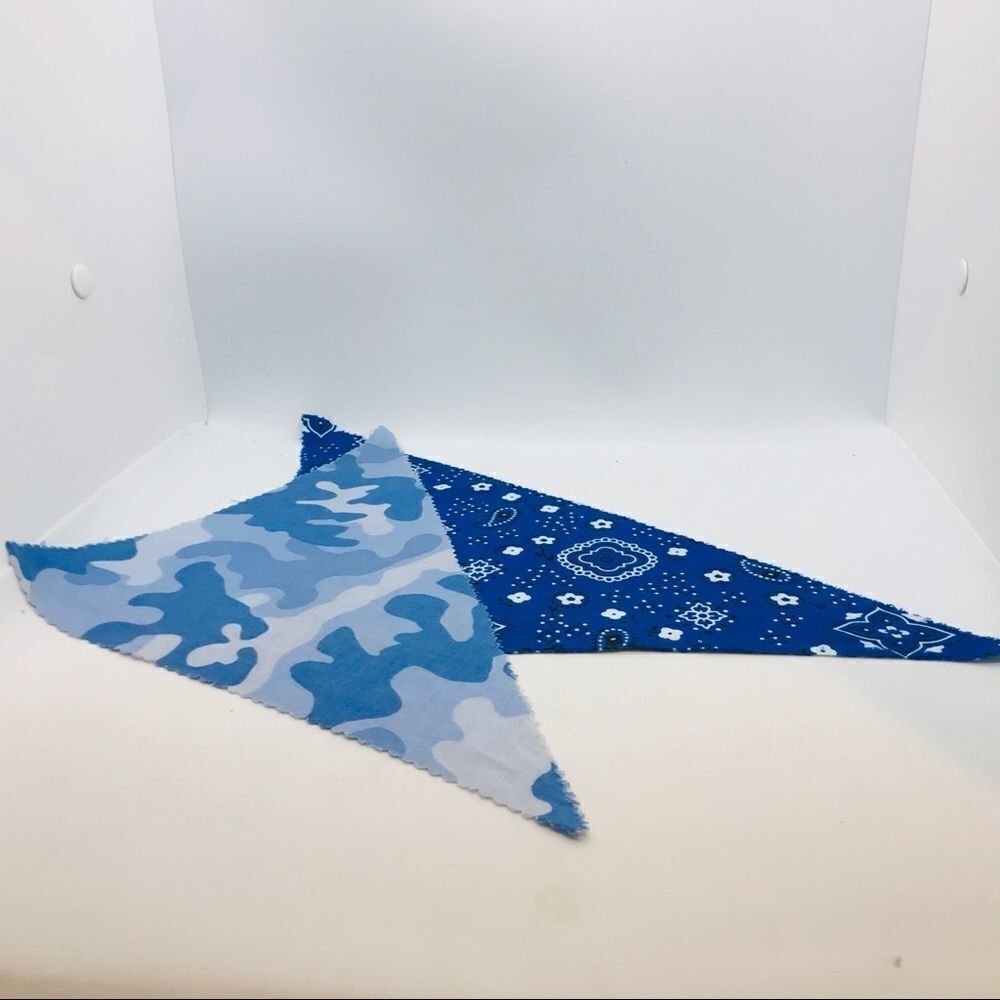 Dog Handkerchief Set of Two Blue Small Toy